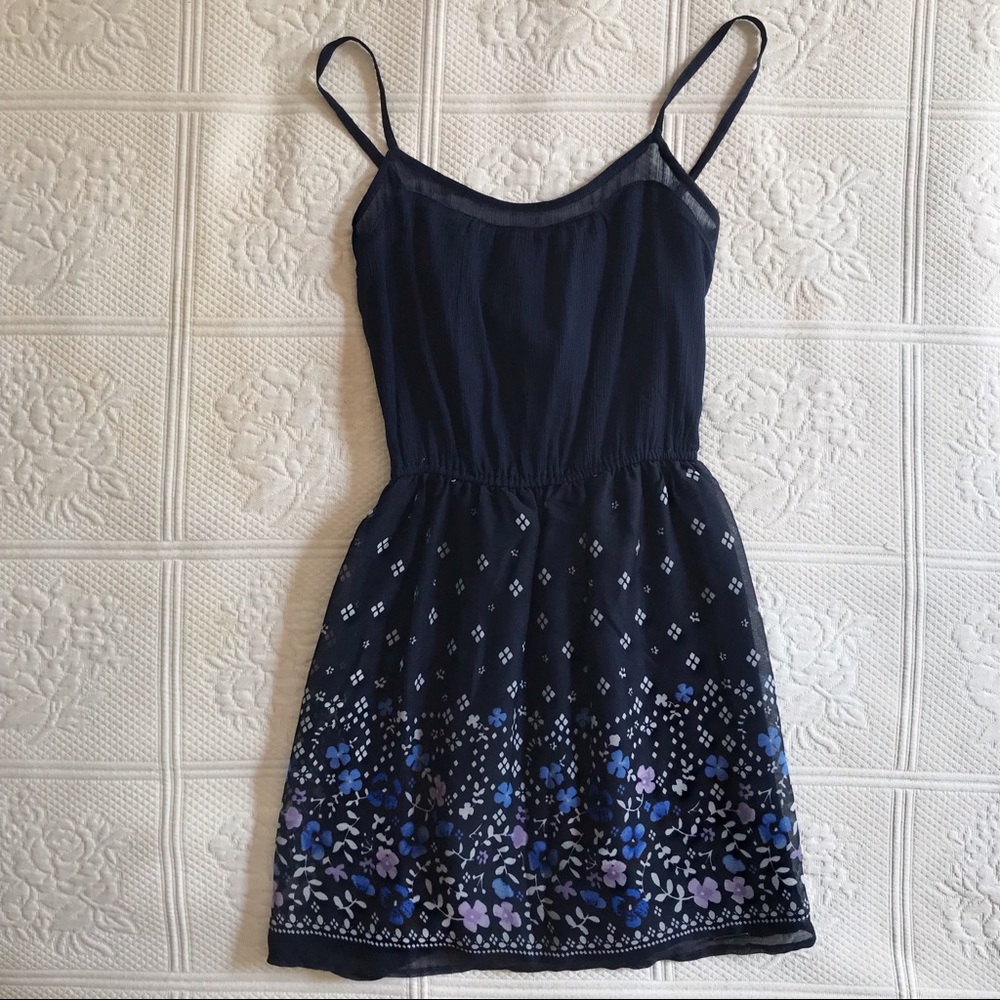 Abercrombie & Fitch Navy Blue Floral Cami Dress